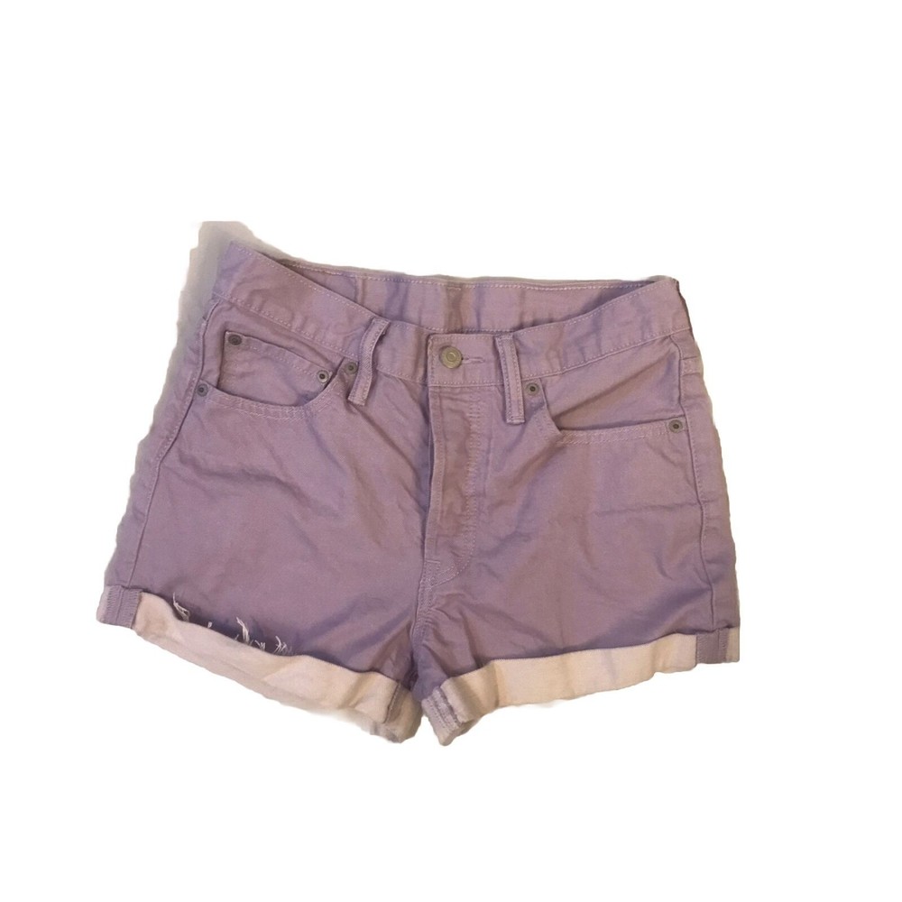 Levi's 501 Purple Jean Shorts Button Fly Cuffed Rolled Hem Denim Size 28